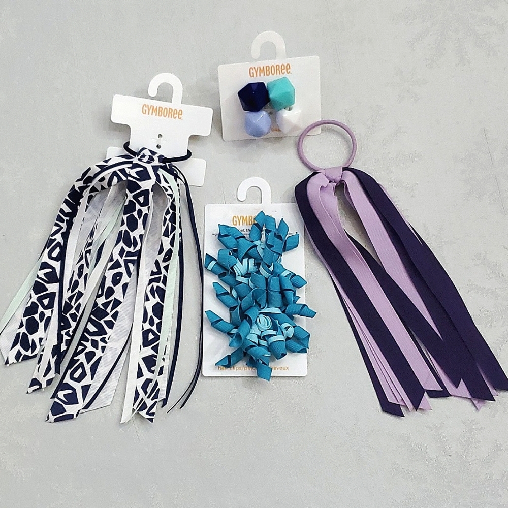 Lot of (4) Gymboree Girls Hair Accessories Blue Purple Green